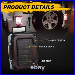 2x For Jeep Wrangler JK JKU 07-18 Smoke LED Tail Lights Rear Brake Reverse Lamps
