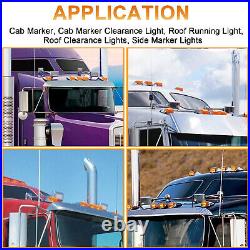 5X Amber LED Cab Marker Roof Lights Kit for Peterbilt Kenworth Freightliner
