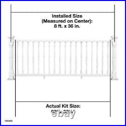 8 ft. X 36 inch White Rail Kit without Brackets Vinyl Colonial Spindles Light
