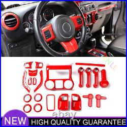 Fit For Jeep Wrangler 2011-17 Bright Red Car Inner Interior Complete Cover Trim