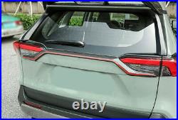 For Toyota RAV4 2019-2023 Red + Carbon Fiber Rear Tailgate Trunk Lid Strip Trim