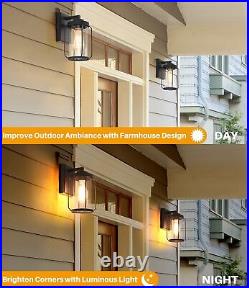 LALUZ Outdoor Porch Lights 2 Pack, Matte Black Exterior Wall Light, Anti-rust
