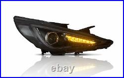LED Headlights with DRL+H7 LED Bulbs for Sonata 11-14 GLS Limited SE 11-13 GL