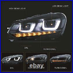 LED Headlights with DRL + VLAND H7 LED Bulbs for 2010-2013 Golf MK6 12-13 Golf 6