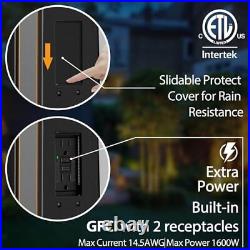 Outdoor Lamp Post Light with GFCI Outlet, Dusk to Dawn Outside Pole Black