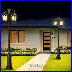 Outdoor Lamp Post Light with GFCI Outlet, Dusk to Dawn Outside Pole Black