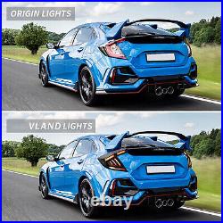 Pair VLAND Smoked LED Tail Lights For 2018-2021 10th Gen Honda Civic Hatchback