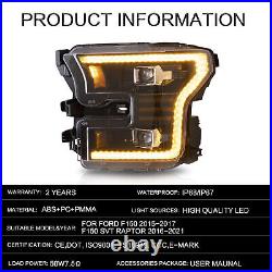 VLAND FULL LED Projector Headlights Sequential Turn For FORD F150 2015-2017set