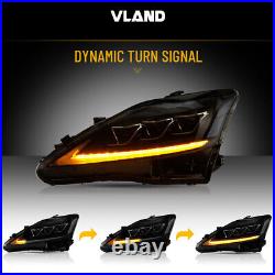 VLAND For Lexus IS 06-15 Red Lens Tail Lights&LED Projector Headlights 2 Pairs