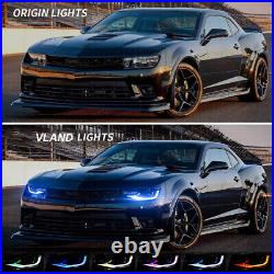 VLAND Headlights withRGB + LED Bulbs For 2014 2015 Camaro LS LT SS ZL1 Z/28 Pair