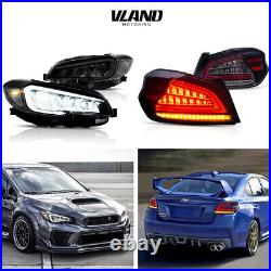 VLAND LED Headlights&Clear Lens Tail Lights For Subaru WRX Sedan 15-21&STI 15-17