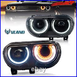 VLAND LED Headlights Front Lamps Replacement For 2008-2014 Dodge Challenger L+R