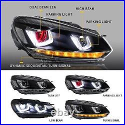 VLAND LED Headlights with DRL For 2010-2014 Golf MK6 DEMON EYE+H7+D2S LED Bulbs