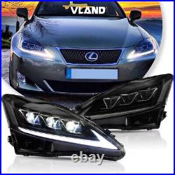 VLAND Pair Headlights WithLed Strip DRL Lamps For 2006-2014 Lexus IS350 IS250 ISF