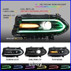 VLAND Pair LED Headlights lamps For Dodge Charger 2015-2022 RGB DRL Multi-Color
